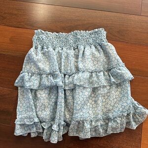 Altered State Blue Floral Ruffle Skirt